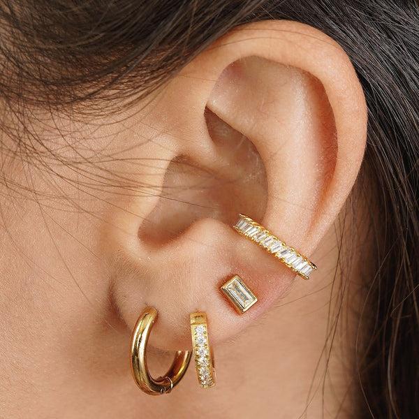 Pin Up Girl Erin Huggie Hoop Earring | Gold And Silver