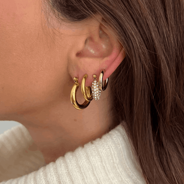 pin up girl Erin Huggie Hoop Earring | Gold and Silver