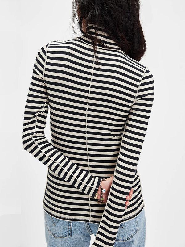 Pin Up Girl Exposee Striped Turtleneck Long Sleeve | 3 Colors | Poundton