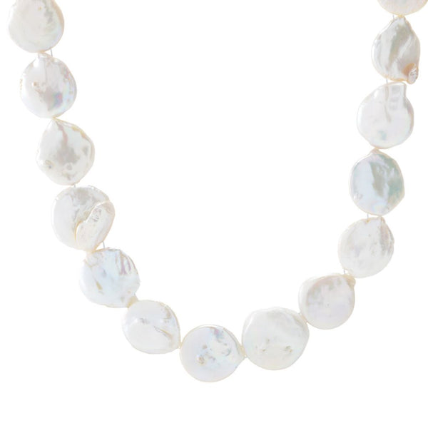 Pin Up Girl Far East Jewelry 19-22mm Freshwater Cultured Coin Pearl Strand Necklace