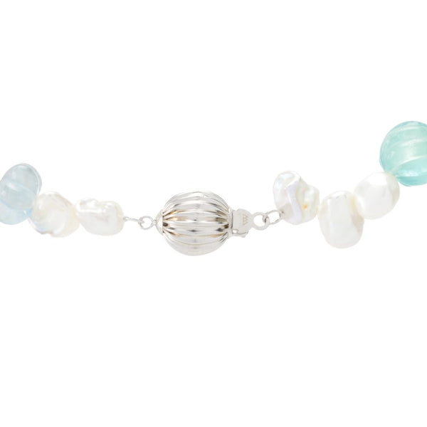 Pin Up Girl Far East Jewelry Keshi Freshwater Cultured Pearl & Fluorite Bead Necklace