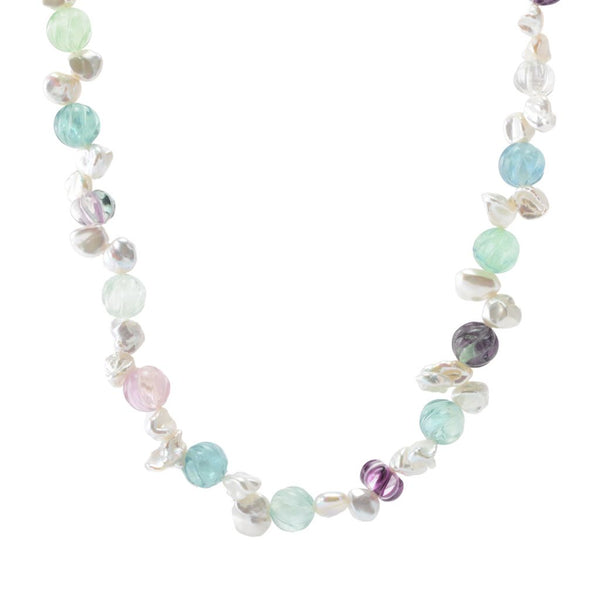 pin up girl Far East Jewelry Keshi Freshwater Cultured Pearl & Fluorite Bead Necklace