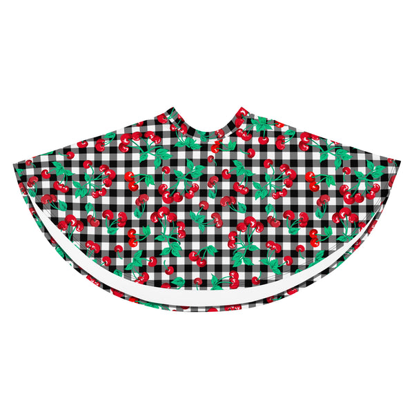 Pin Up Girl Frenchie Beach Coverup Swim Skater Skirt In Black Gingham Cherry Girl | Pinup Couture Swim
