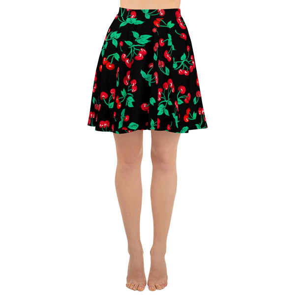 pin up girl Frenchie Beach Coverup Swim Skater Skirt in Black Coffee Cherry Girl | Pinup Couture Swim