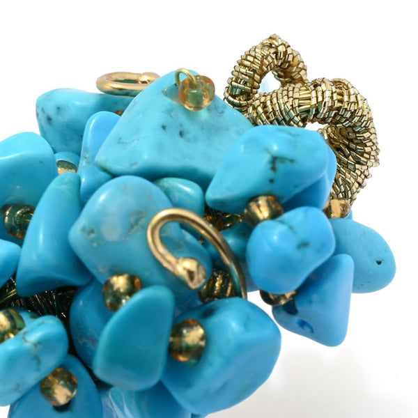 Pin Up Girl Gaetano Vitiello 18K Gold Plated "Uncinetto" Turquoise Chip Cluster Ring