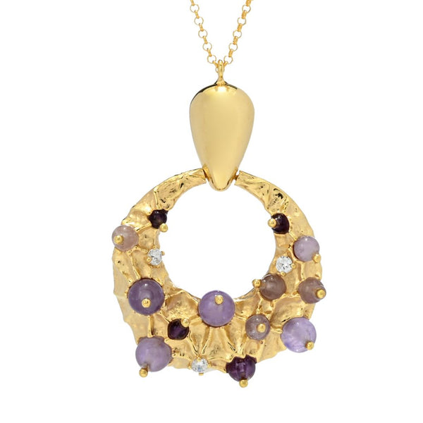 pin up girl Gaetano Vitiello "Bolle" Amethyst & Simulated Diamond Pendant w/ Chain