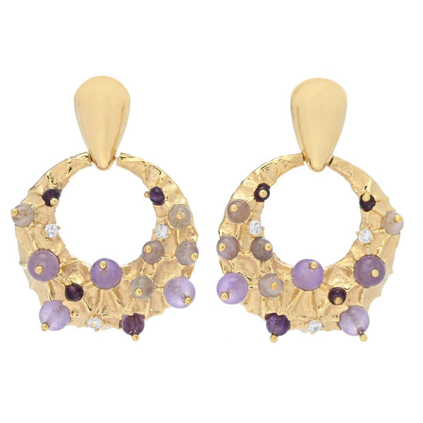 pin up girl Gaetano Vitiello "Bolle" Amethyst & Simulated Diamond Drop Earrings
