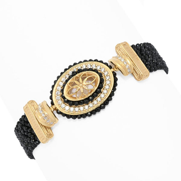 pin up girl Gaetano Vitiello "Persia" Black Onyx & Simulated Diamond Multi Row Bracelet