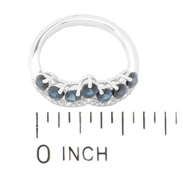 Pin Up Girl Gem Treasures 1.35ctw Indicolite & White Zircon Chevron Band Ring