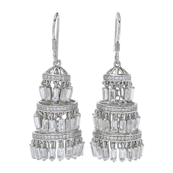 Pin Up Girl Gem Treasures 14.73ctw White Topaz Tiered Chandelier Drop Earrings