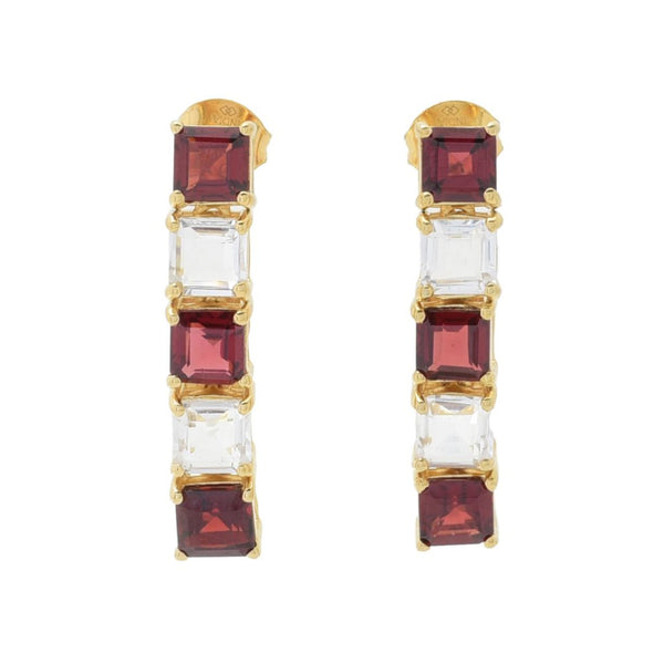 pin up girl Gem Treasures 18K Vermeil 8.04ctw Garnet & White Topaz Drop Earrings