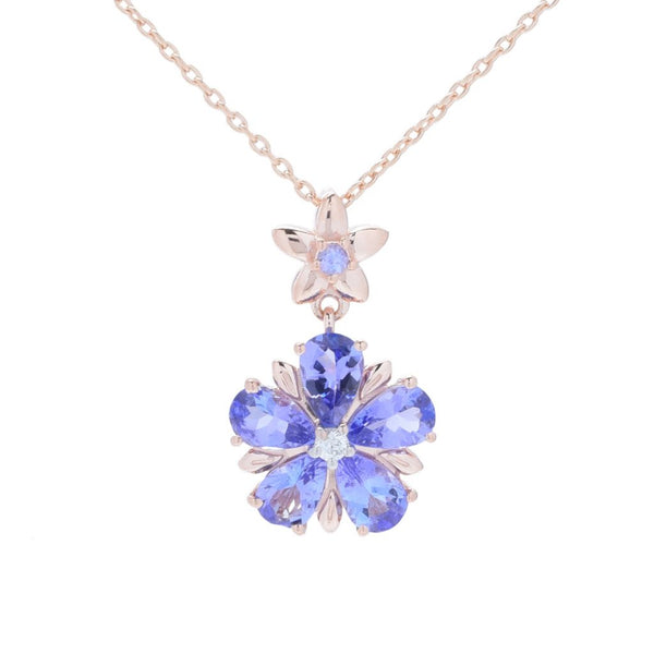 pin up girl Gem Treasures 2.05ctw Tanzanite & Zircon Floral Pendant w/ Chain