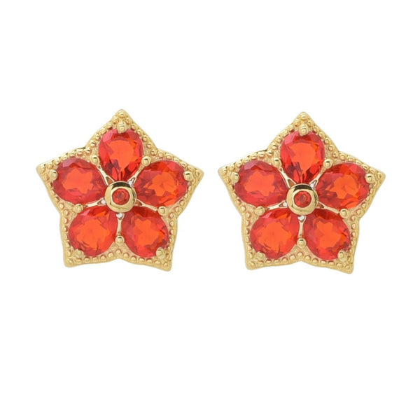 pin up girl Gem Treasures 2.24ctw Crimson Fire Opal 6-Stone Cluster Stud Earrings