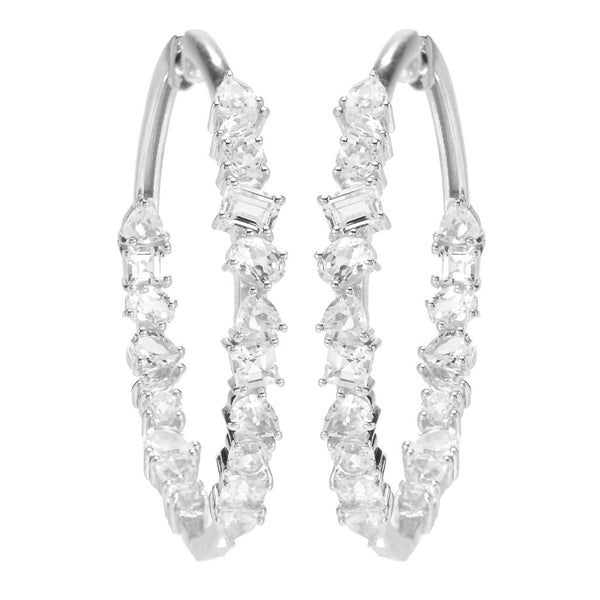 pin up girl Gem Treasures Multi Shape White Topaz Inside Out Hoop Earrings