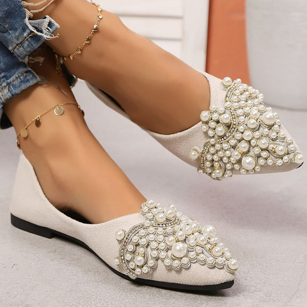 Pin Up Girl Gilded Grace Pearl Flats | 2 Colors | Poundton