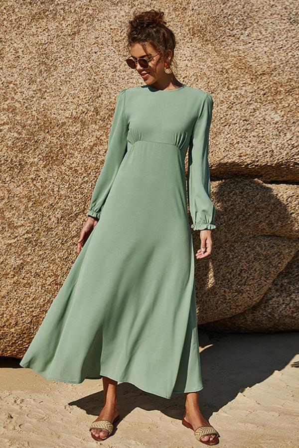 pin up girl Grace High Neck Elegant Puff Sleeve Maxi Dress in Sage or Ivory pin up girl Grace High Neck Elegant Puff Sleeve Maxi Dress in Sage or Ivory