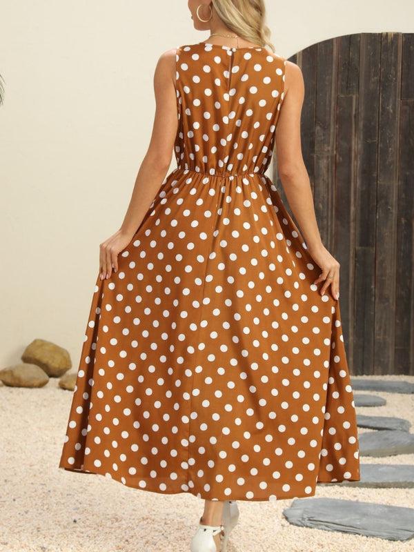 Pin Up Girl Grace Polka Dot Round Neck Sleeveless Midi Dress | 2 Colors | Poundton