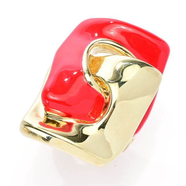 pin up girl Graziella 23K Gold Plated Electroform Enamel Accented Square Rolo Ring