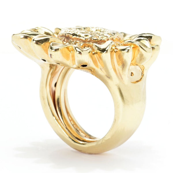 Pin Up Girl Graziella 23K Gold Plated Electroform Polished Sunflower Ring