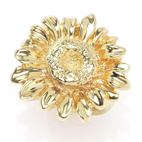 pin up girl Graziella 23K Gold Plated Electroform Polished Sunflower Ring