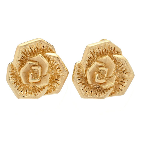 pin up girl Graziella 23K Gold Plated Electroform Rose Stud Earrings