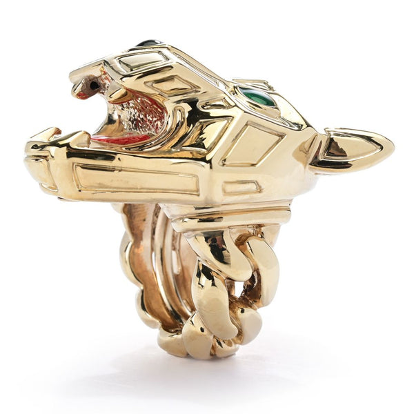 Pin Up Girl Graziella 23K Gold Plated Electroform Simulated Diamond Panther Ring