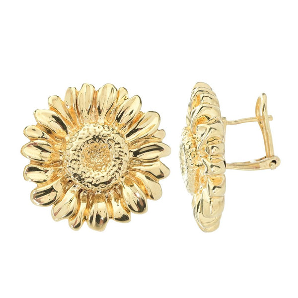 Pin Up Girl Graziella 23K Gold Plated Electroform Sunflower Stud Earrings