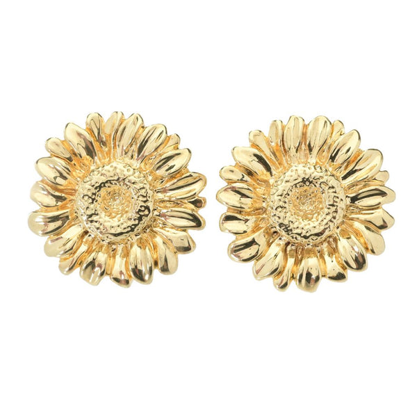 pin up girl Graziella 23K Gold Plated Electroform Sunflower Stud Earrings
