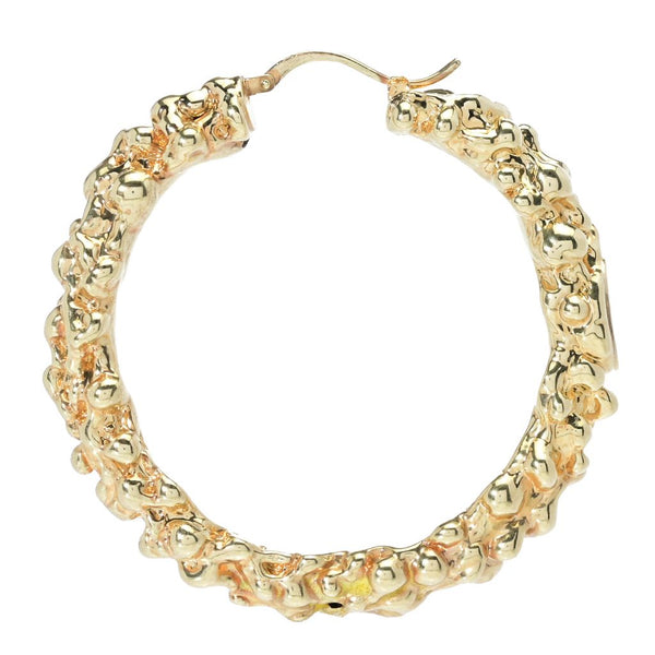 Pin Up Girl Graziella 23K Gold Plated Electroform Textured Hoop Earrings