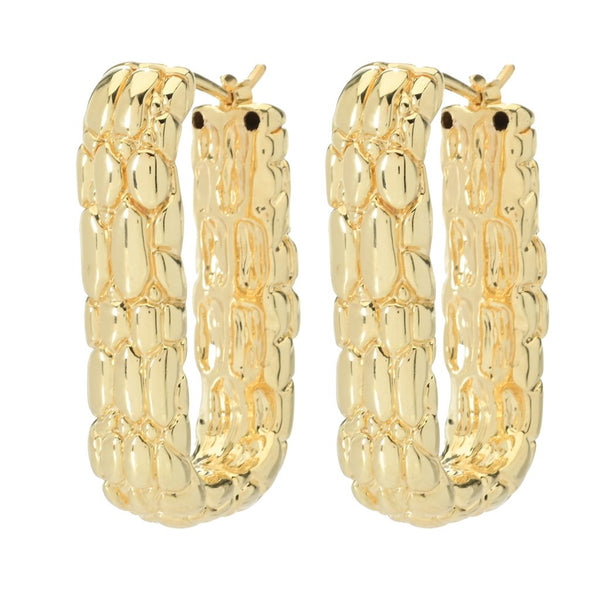 pin up girl Graziella 23K Gold Plated Electroform Textured Paperclip Earrings