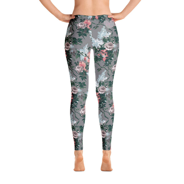 Pin Up Girl Grey J'Adore Bella Roses Stretch Leggings | Pinup Couture Relaxed