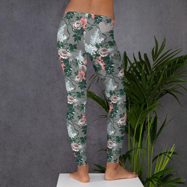 Pin Up Girl Grey J'Adore Bella Roses Stretch Leggings | Pinup Couture Relaxed