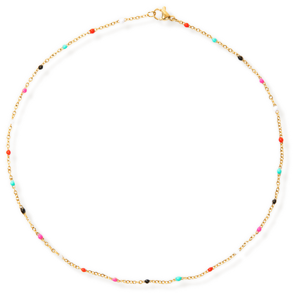 Pin Up Girl Gwen Colorful Dainty Enamel Beaded Necklace