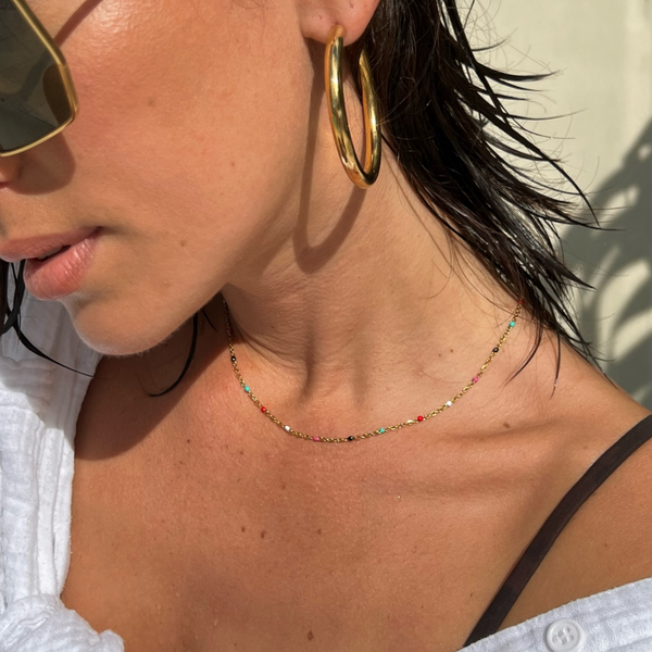 Pin Up Girl Gwen Colorful Dainty Enamel Beaded Necklace