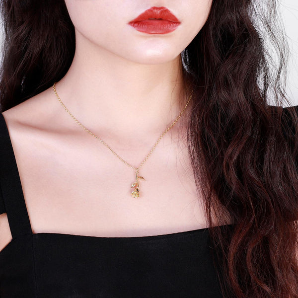 pin up girl Halo Bleeding Rose Necklace | 3 Metals | Marigold Shadows