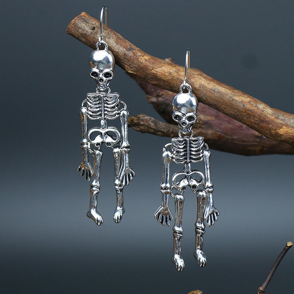 Pin Up Girl Hanging Around The Afterlife Dangle Skeleton Earrings | 4 Colors | Poundton