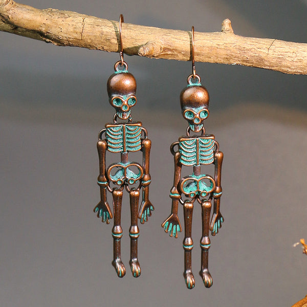 Pin Up Girl Hanging Around The Afterlife Dangle Skeleton Earrings | 4 Colors | Poundton