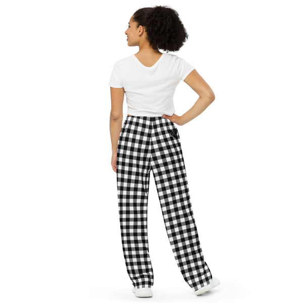 Pin Up Girl Hattie Badass Black Gingham Wide-Leg Lounge Pants | Pinup Couture Relaxed