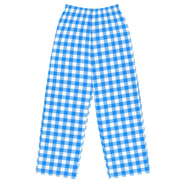 Pin Up Girl Hattie Beyond Blue Gingham Wide-Leg Lounge Pants | Pinup Couture Relaxed