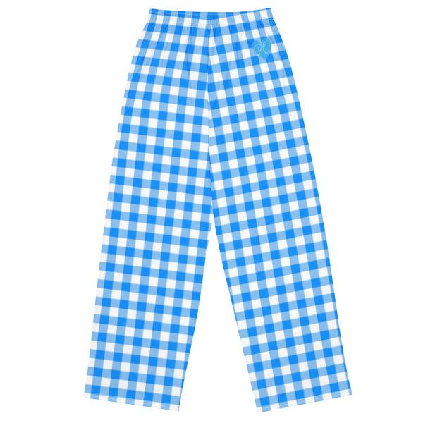 Pin Up Girl Hattie Beyond Blue Gingham Wide-Leg Lounge Pants | Pinup Couture Relaxed