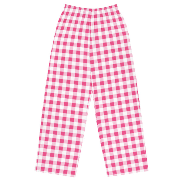 Pin Up Girl Hattie Everything Nice Pink Gingham Wide-Leg Lounge Pants | Pinup Couture Relaxed