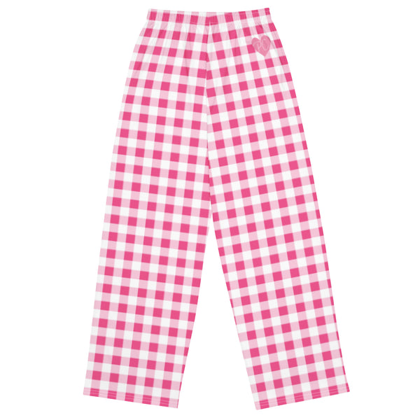 Pin Up Girl Hattie Everything Nice Pink Gingham Wide-Leg Lounge Pants | Pinup Couture Relaxed