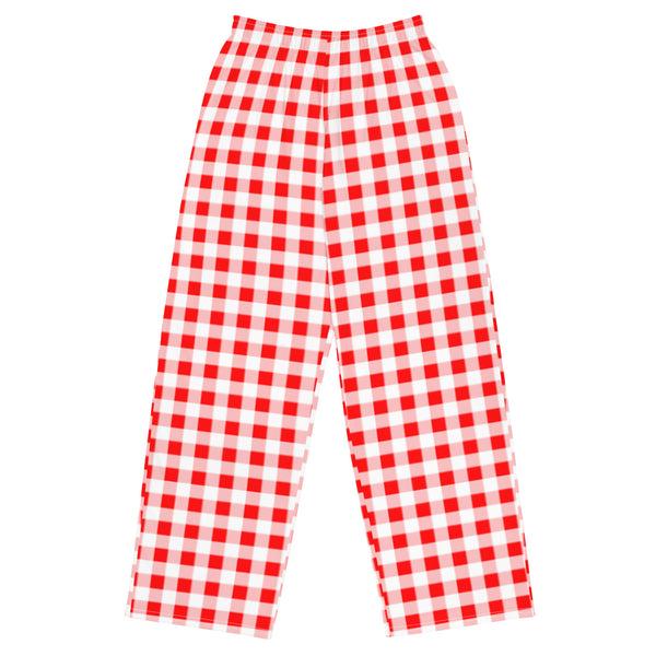 Pin Up Girl Hattie Ruby Red Gingham Wide-Leg Lounge Pants | Pinup Couture Relaxed