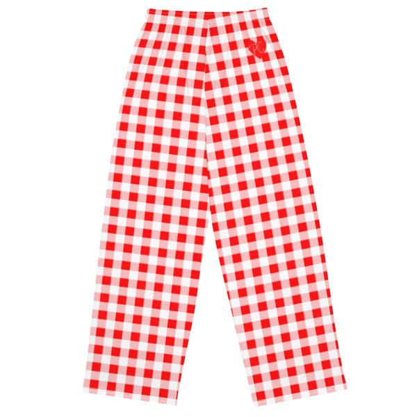 Pin Up Girl Hattie Ruby Red Gingham Wide-Leg Lounge Pants | Pinup Couture Relaxed