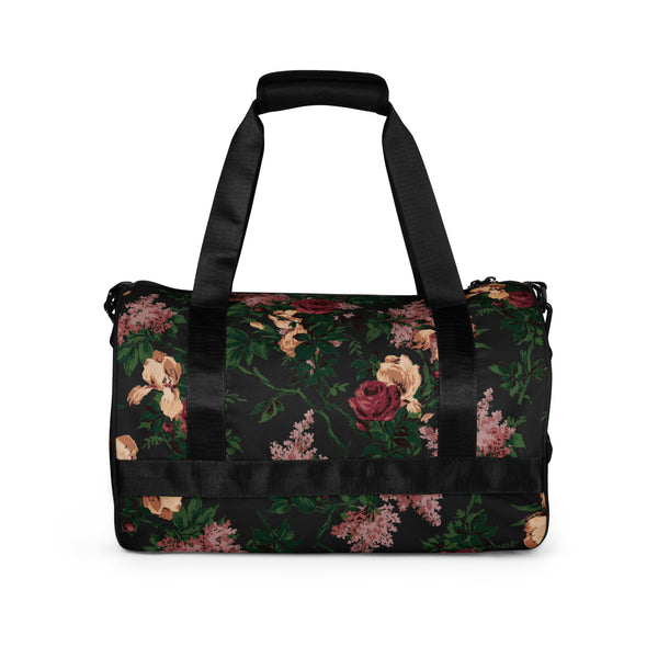 Pin Up Girl Hillary Overnighter Carry On Workout Duffle Bag In Dark Bella Roses Floral | Pinup Couture Relaxed