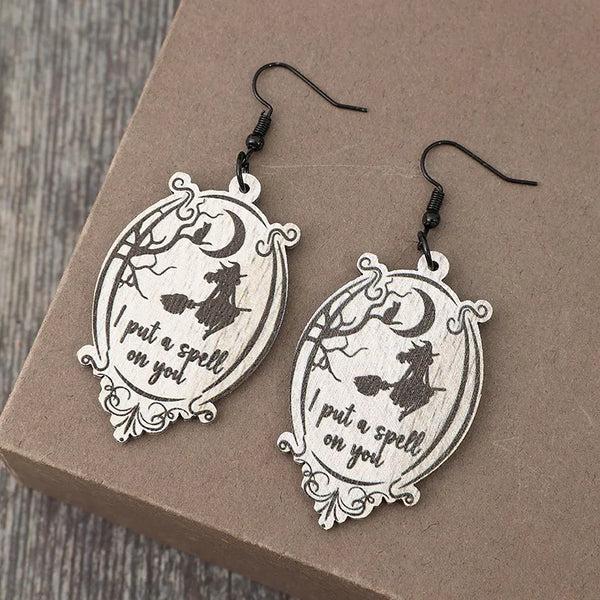Pin Up Girl I Put A Spell On You Witchy Dangle Earrings