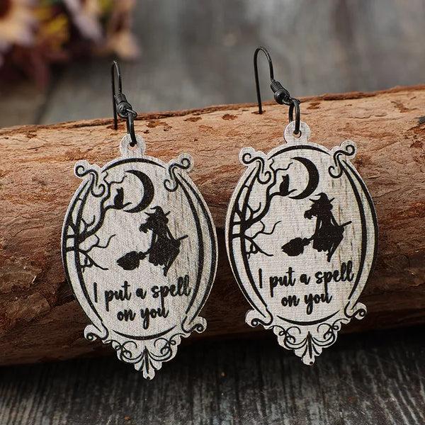 Pin Up Girl I Put A Spell On You Witchy Dangle Earrings