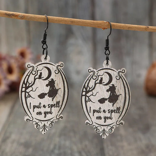pin up girl I Put A Spell On You Witchy Dangle Earrings