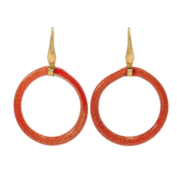 pin up girl Il Murano di Francesca 18K Gold Accented Murano Glass Hoop Earrings