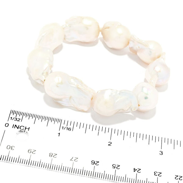 Pin Up Girl Imperial Pearl 13-15mm Baroque Cultured Pearl 8" Stretch Bracelet